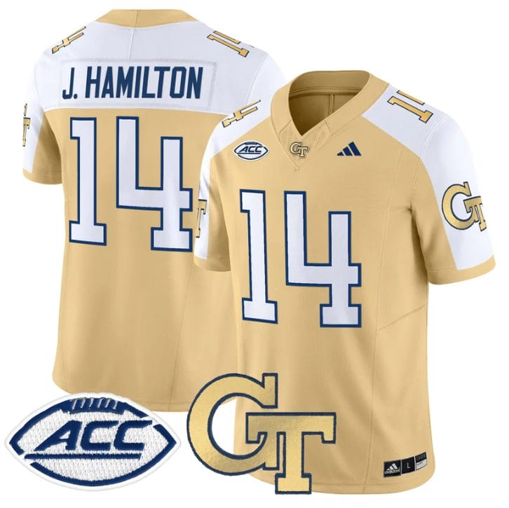 Alternative view of Joe Hamilton Jersey #14 Georgia Tech Yellow Jackets 2025 Stitched