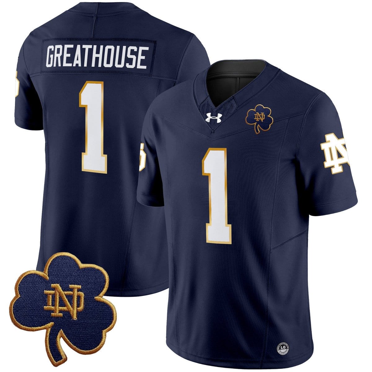 Alternative view of Jaden Greathouse Jersey #1 Notre Dame 2025 Vapor Limited V3 Stitched