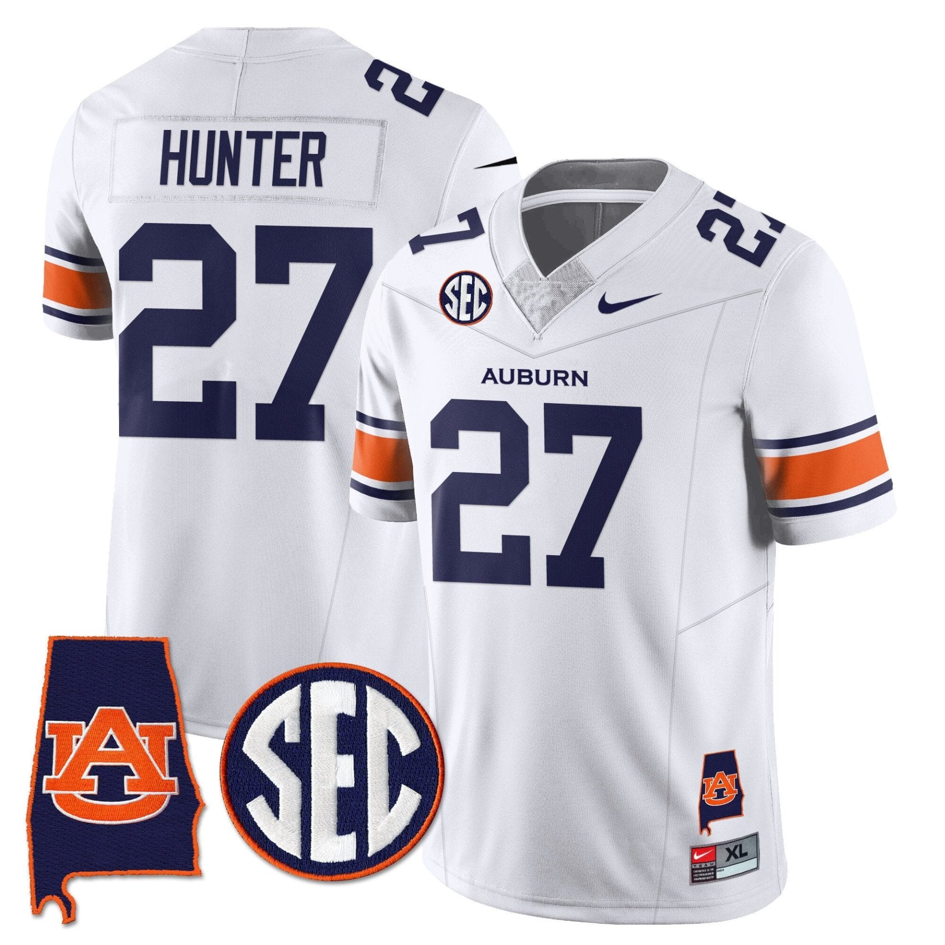 Alternative view of Jarquez Hunter Jersey #27 Auburn Tigers Alabama Patch Vapor Stitched