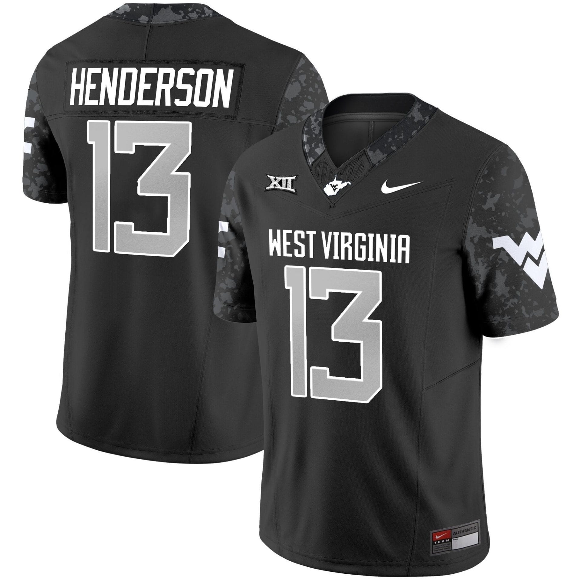 Alternative view of Jaylen Henderson Jersey #13 West Virginia Mountaineers 2025 Stitched