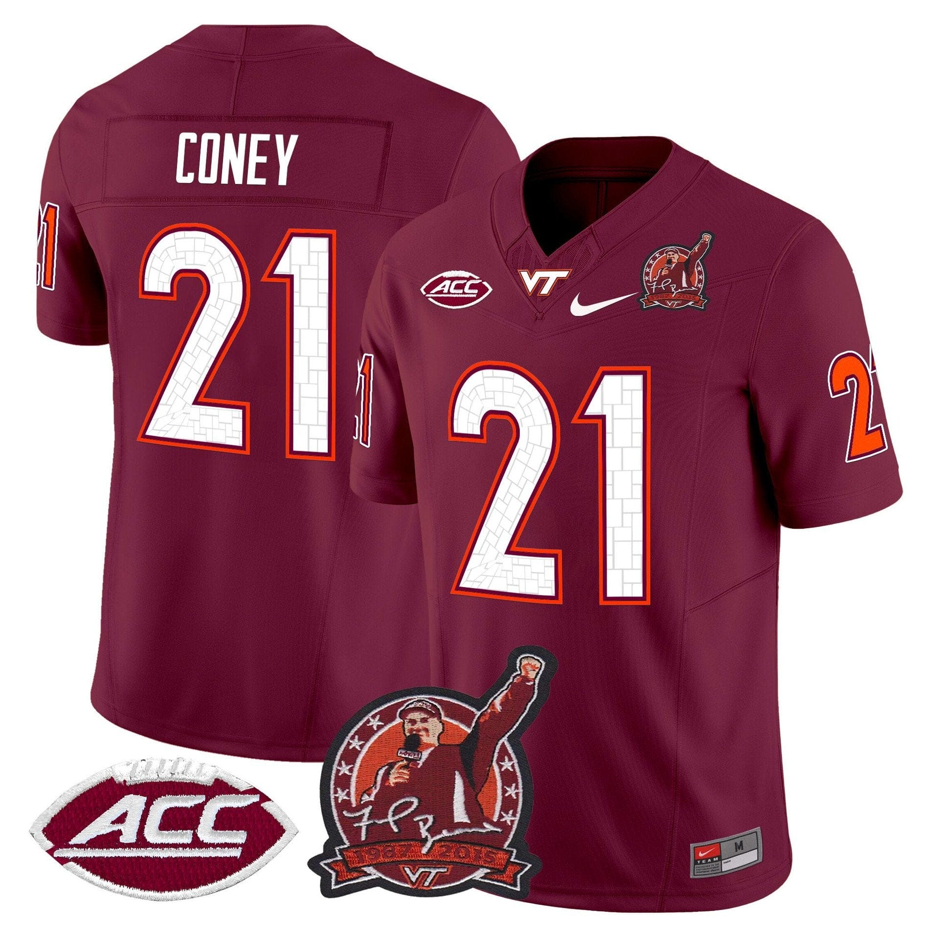 Jeremiah Coney Jersey #21 Virginia Tech Hokies Coach Frank Beamer 2025 - Image 3