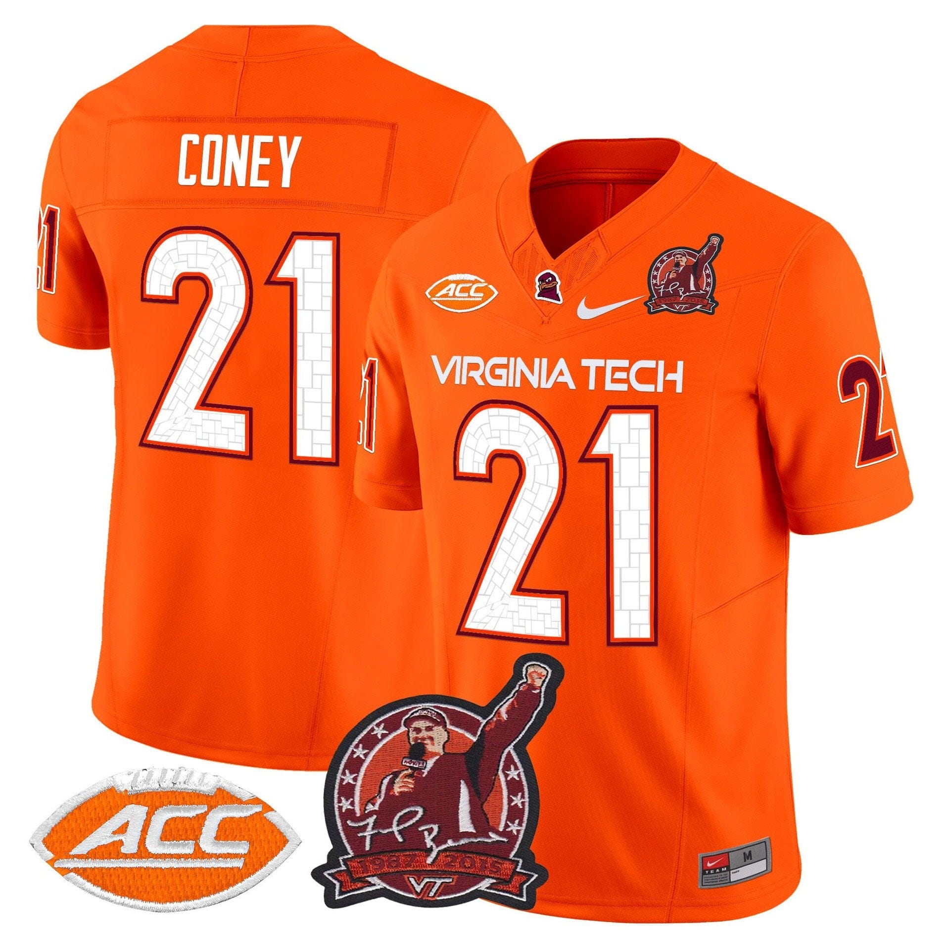 Jeremiah Coney Jersey #21 Virginia Tech Hokies Coach Frank Beamer 2025 - Image 5