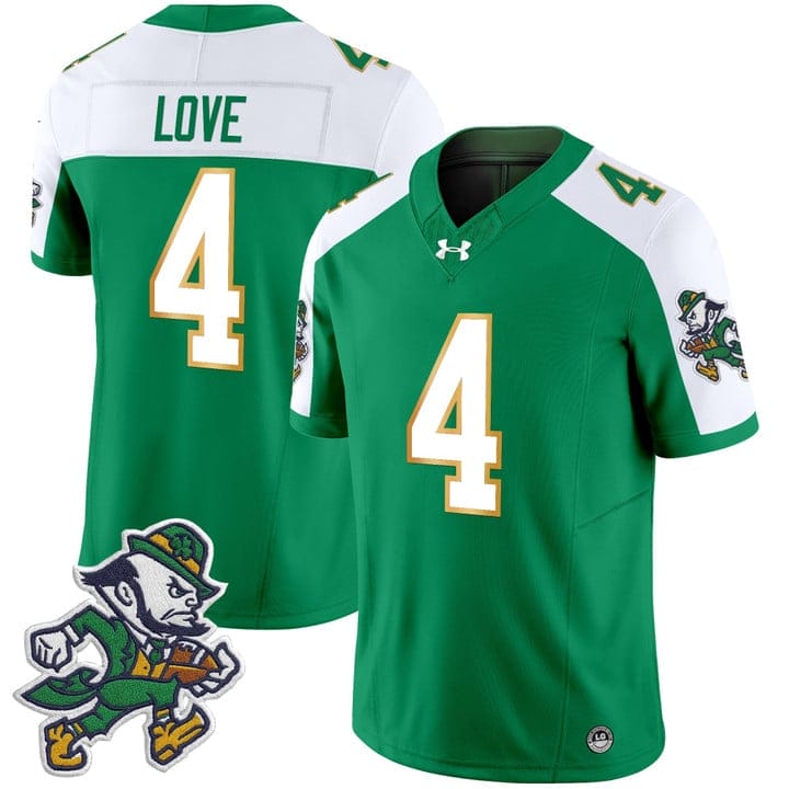 Alternative view of Jeremiyah Love Jersey #4 Notre Dame 2025 Gridiron Leprechaun Edition