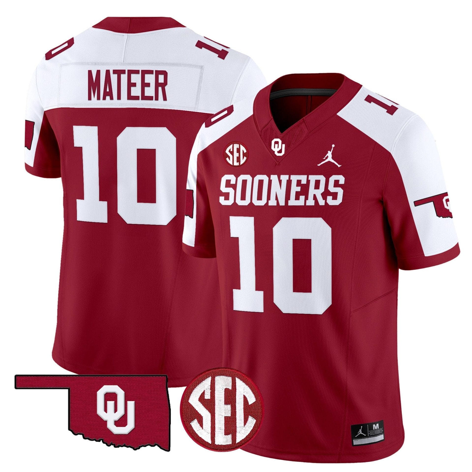 Alternative view of John Mateer Jersey #10 Oklahoma Sooners 2025 Vapor Limited Stitched