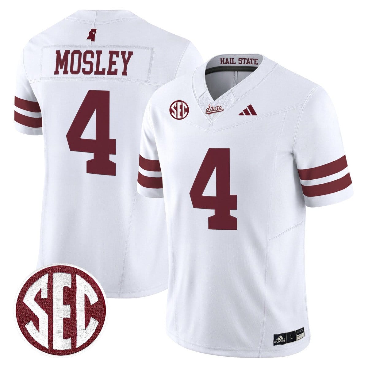 Alternative view of Jordan Mosley Jersey #4 Mississippi State Bulldogs Dark Mode Stitched