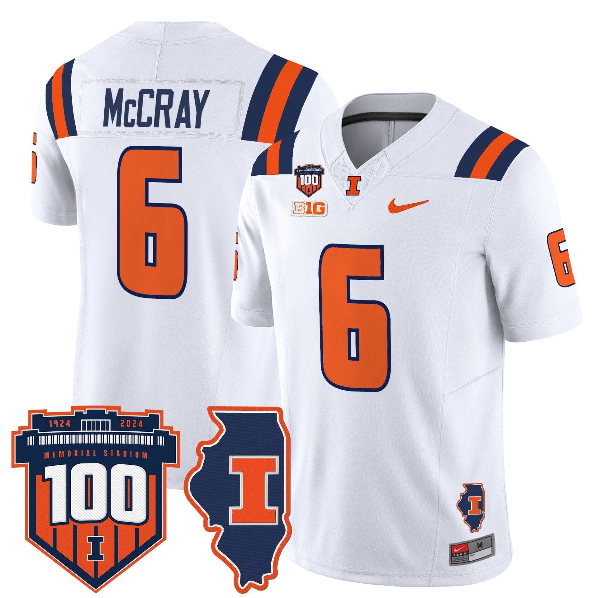 Alternative view of Josh McCray Jersey #6 Illinois Fighting 100th Memorial Stadium