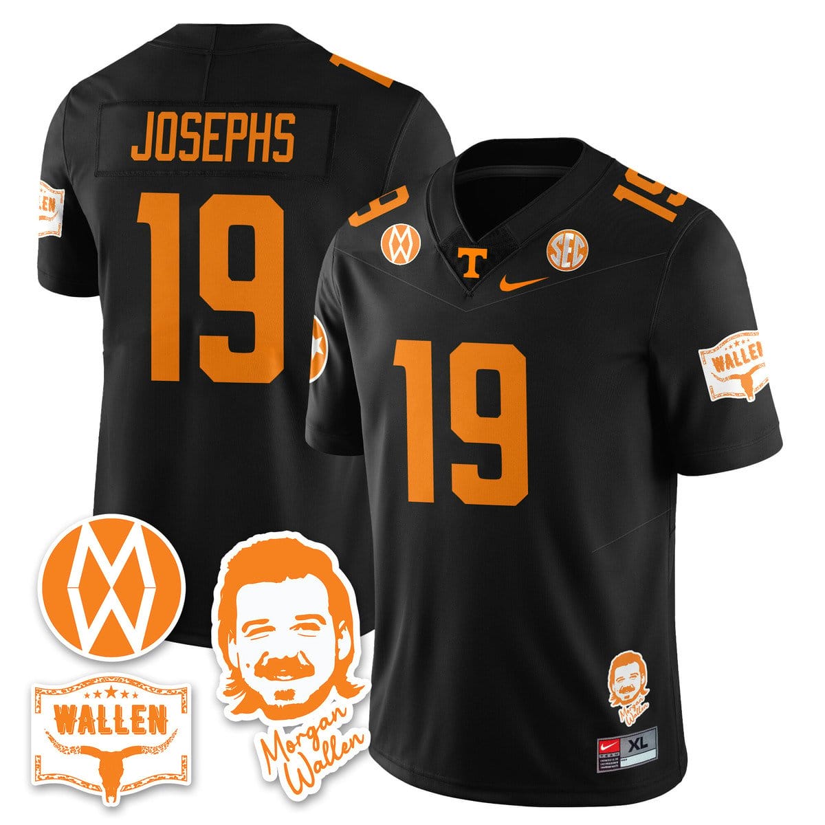 Joshua Josephs Jersey #19 Tennessee Vols Morgan Wallen 2025 Stitched