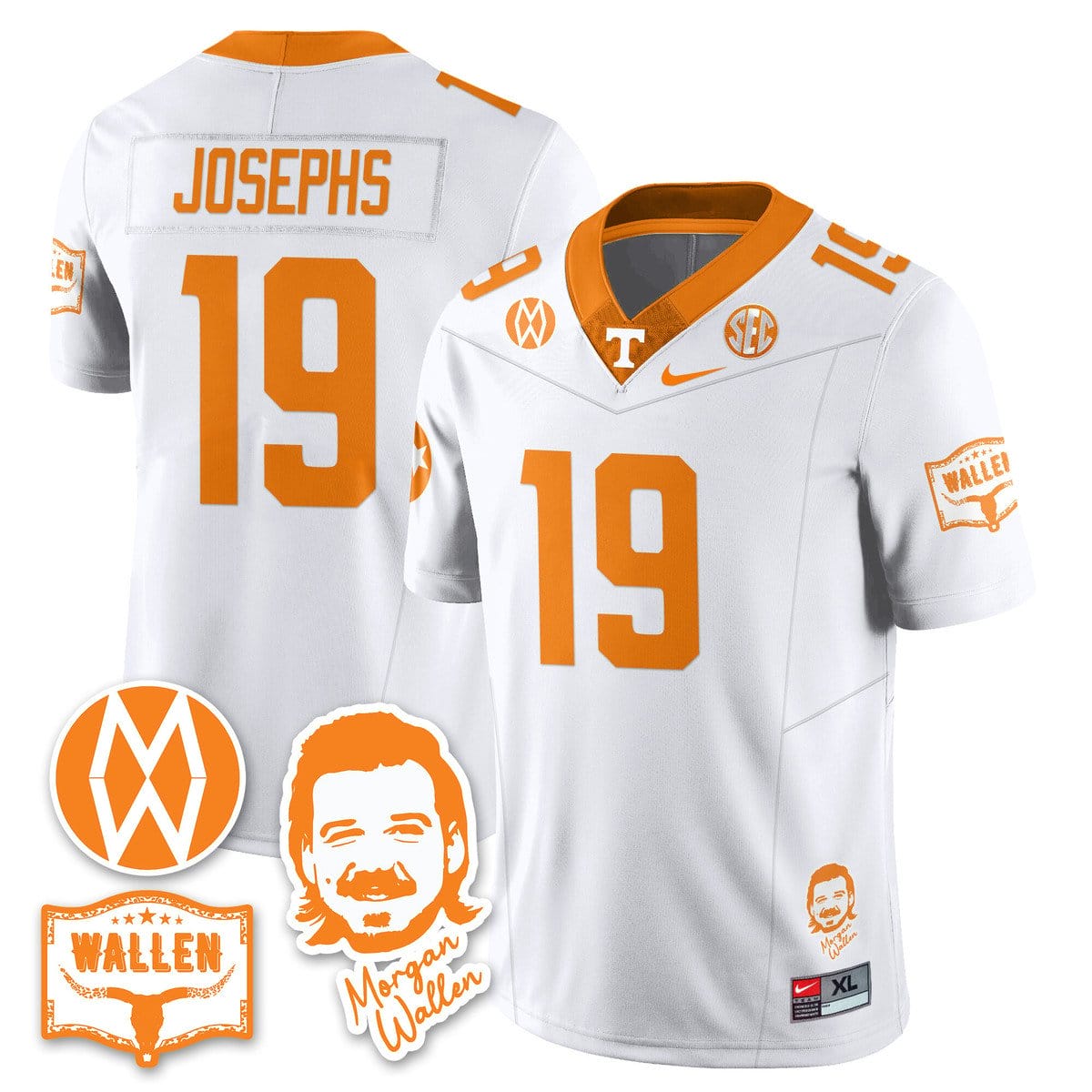 Alternative view of Joshua Josephs Jersey #19 Tennessee Vols Morgan Wallen 2025 Stitched