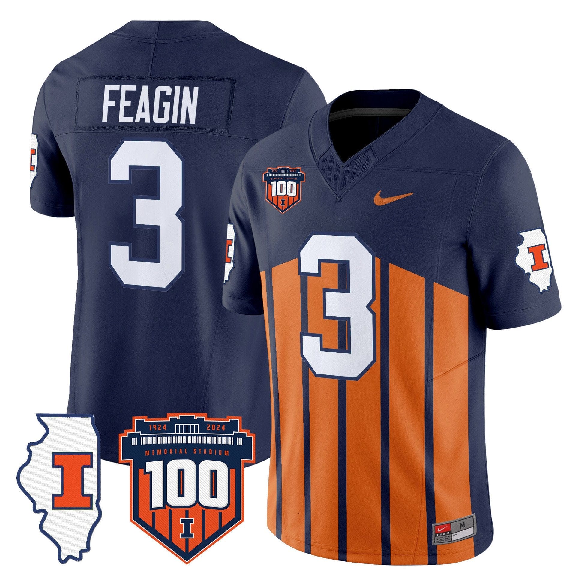 Kaden Feagin Jersey #3 Illinois Fighting 100th Memorial Stadium - Image 4