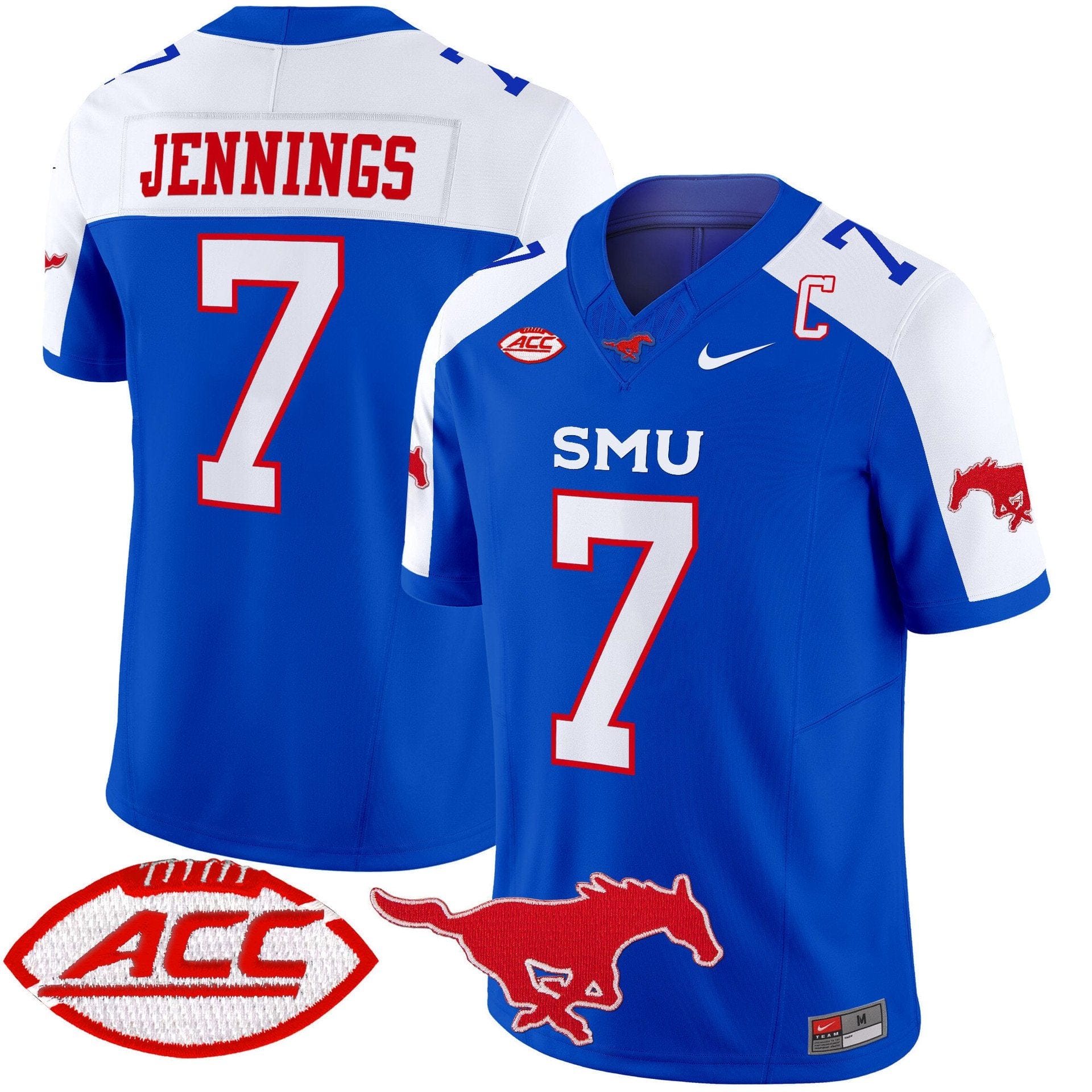 Alternative view of Kevin Jennings Jersey #7 SMU Mustangs 2025 Vapor Limited Stitched