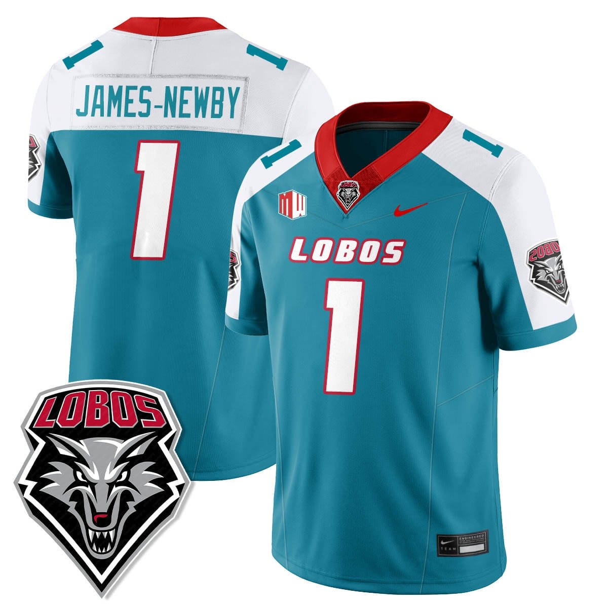 Alternative view of Keyshawn James-Newby Jersey #1 UNM Lobo Football 2025 All Stitched