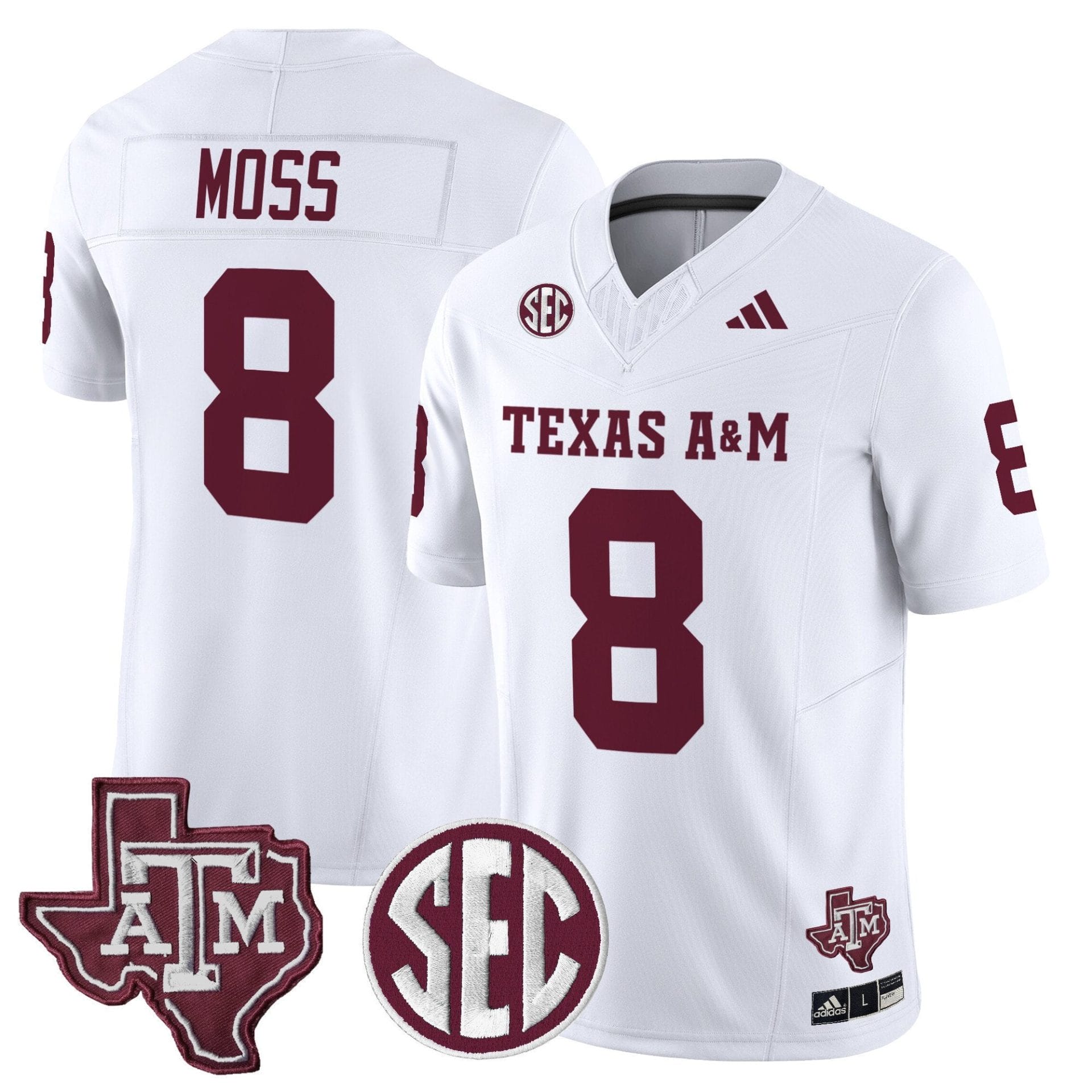 Alternative view of Le'Veon Moss Jersey #8 Texas A&M Aggies 2025 Vapor Stitched