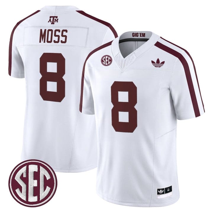 Alternative view of Le'Veon Moss Jersey #8 Texas A&M Aggies 2025 Vapor V2 Stitched