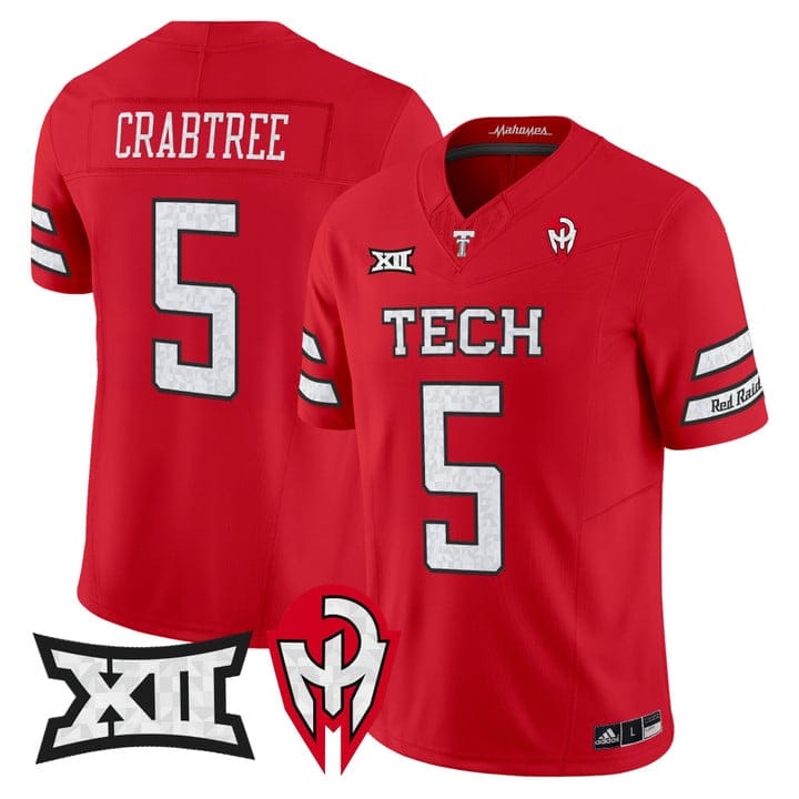 Michael Crabtree Jersey #5 Texas Tech Red Raiders Too Cold Vapor Stitched - Image 3