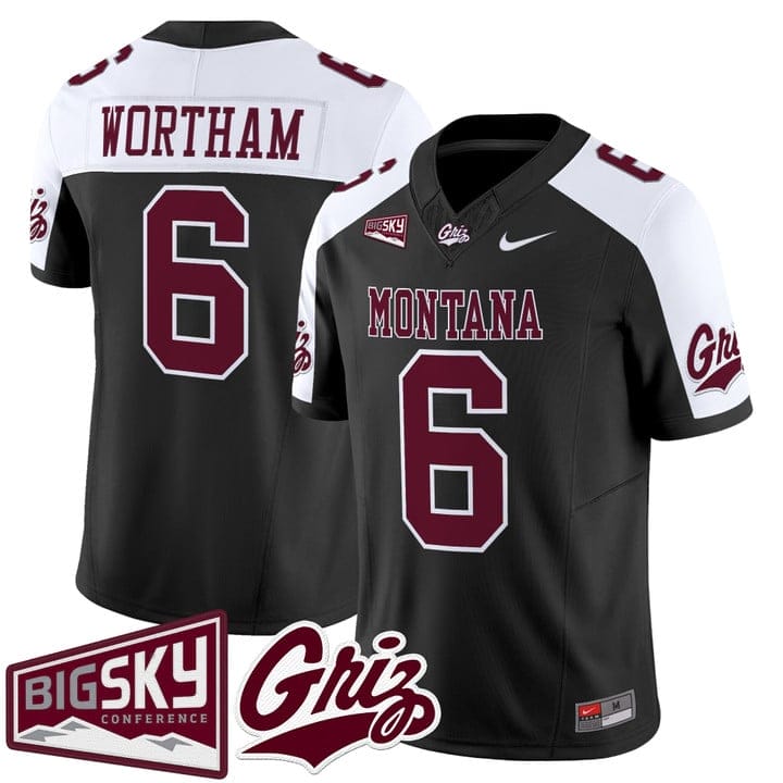 Alternative view of Michael Wortham Jersey #6 Montana Grizzlies 2025 Vapor Stitched Black Alter