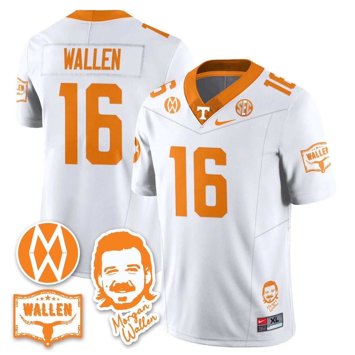 Alternative view of Morgan Wallen Jersey #16 Tennessee Vols 2025 Football Stitched