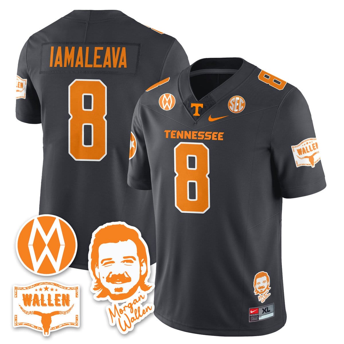 Nico Iamaleava Jersey #8 Tennessee Vols Morgan Wallen 2025 Stitched - Image 3