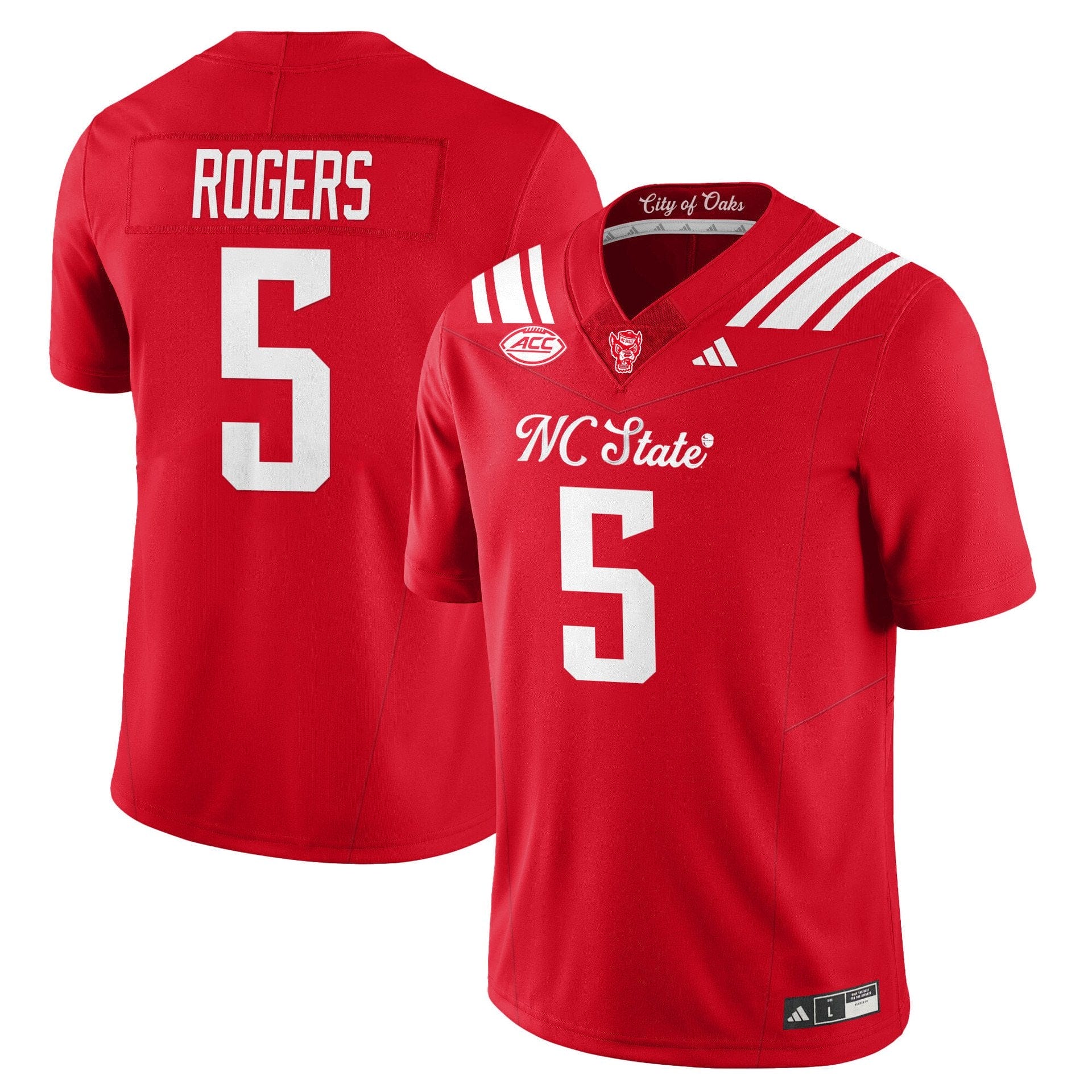 Alternative view of Noah Rogers Jersey #5 State Wolfpack City of Oaks Vapor Limited Stitched