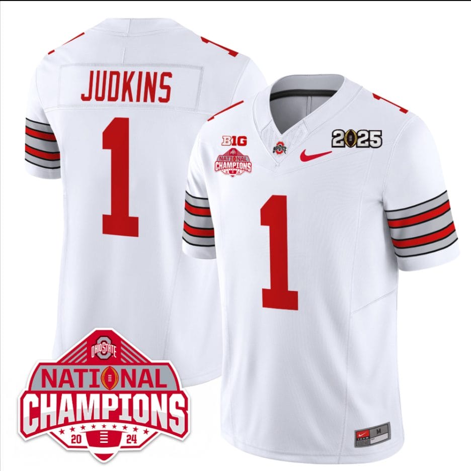 Alternative view of Quinshon Judkins Jersey #1 Ohio State 2025 CFP Patch National Champions