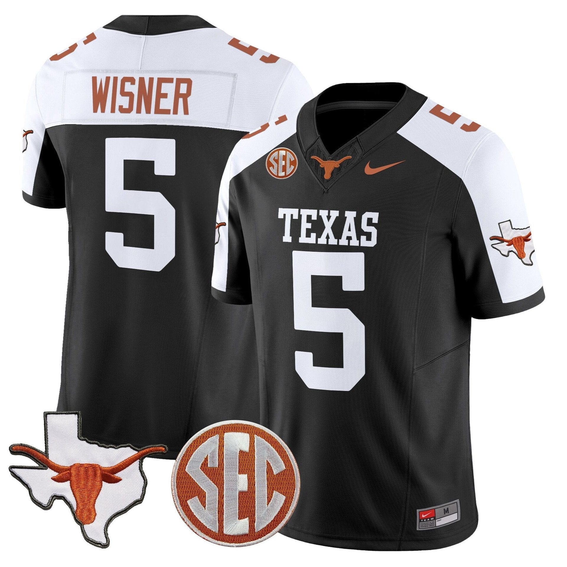 Quintrevion Wisner Jersey #5 Texas Longhorns 2025 State Map SEC Patch - Image 3