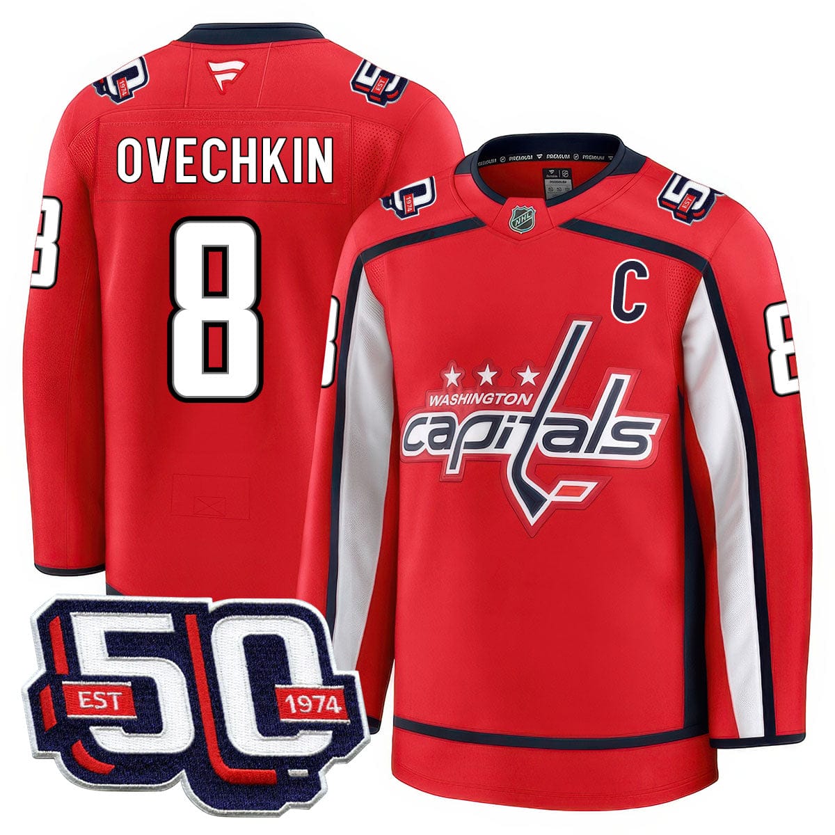 Alternative view of Men Washington Capitals 50th Anniversary Premium Jersey - All Stitched