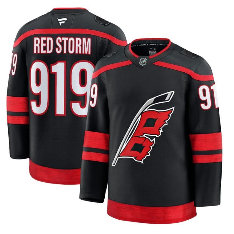 Alternative view of Red Storm Jersey #919 Carolina Hurricanes 2025 - 26 Premium Stitched