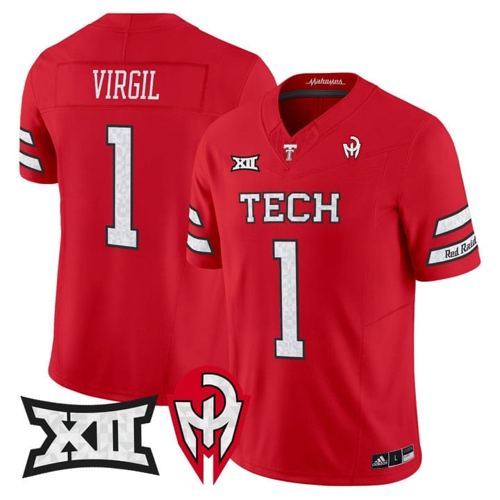 Reggie Virgil Jersey #1 Texas Tech Red Raiders Too Cold Vapor Stitched - Image 4