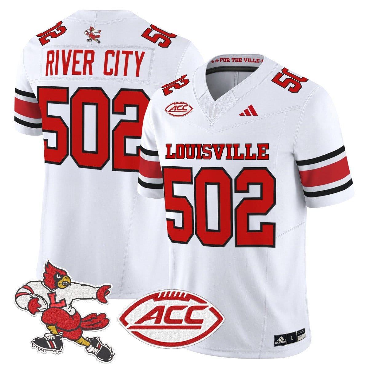Alternative view of River City Jersey #502 Louisville Cardinals 1980s Throwback Stitched