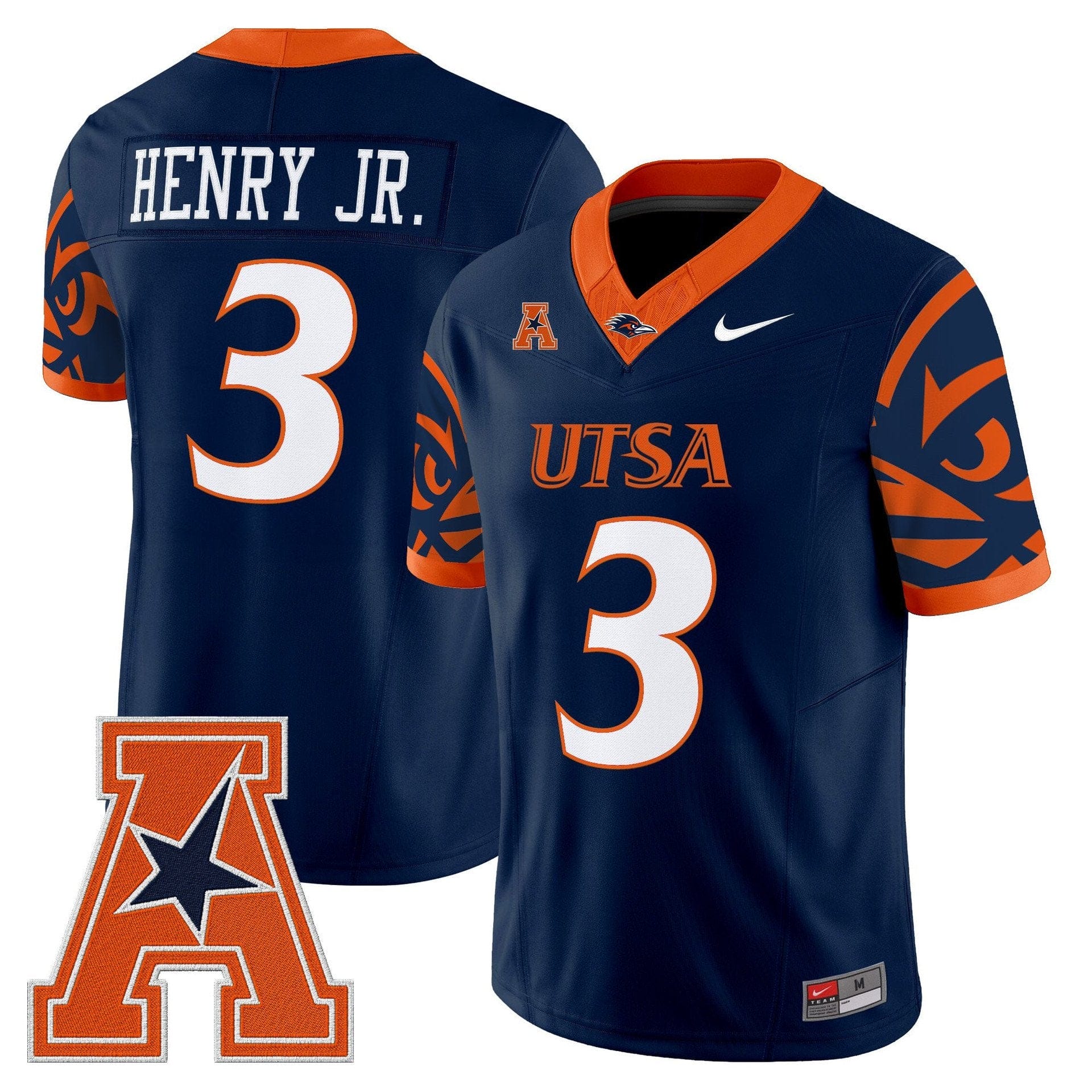 Alternative view of Robert Henry Jr Jersey #3 UTSA Roadrunners 2025 Vapor Limited V2 Stitched