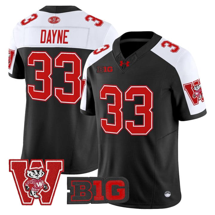 Ron Dayne Jersey #33 Wisconsin Badgers Throwback Stitched - Image 3