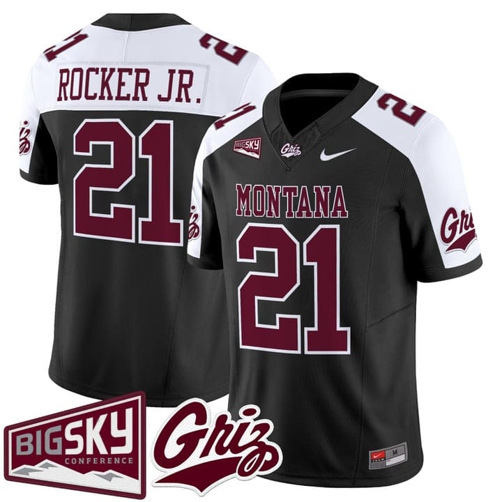 Alternative view of Stevie Rocker Jr Jersey #21 Montana Grizzlies 2025 Vapor Stitched Black Alter