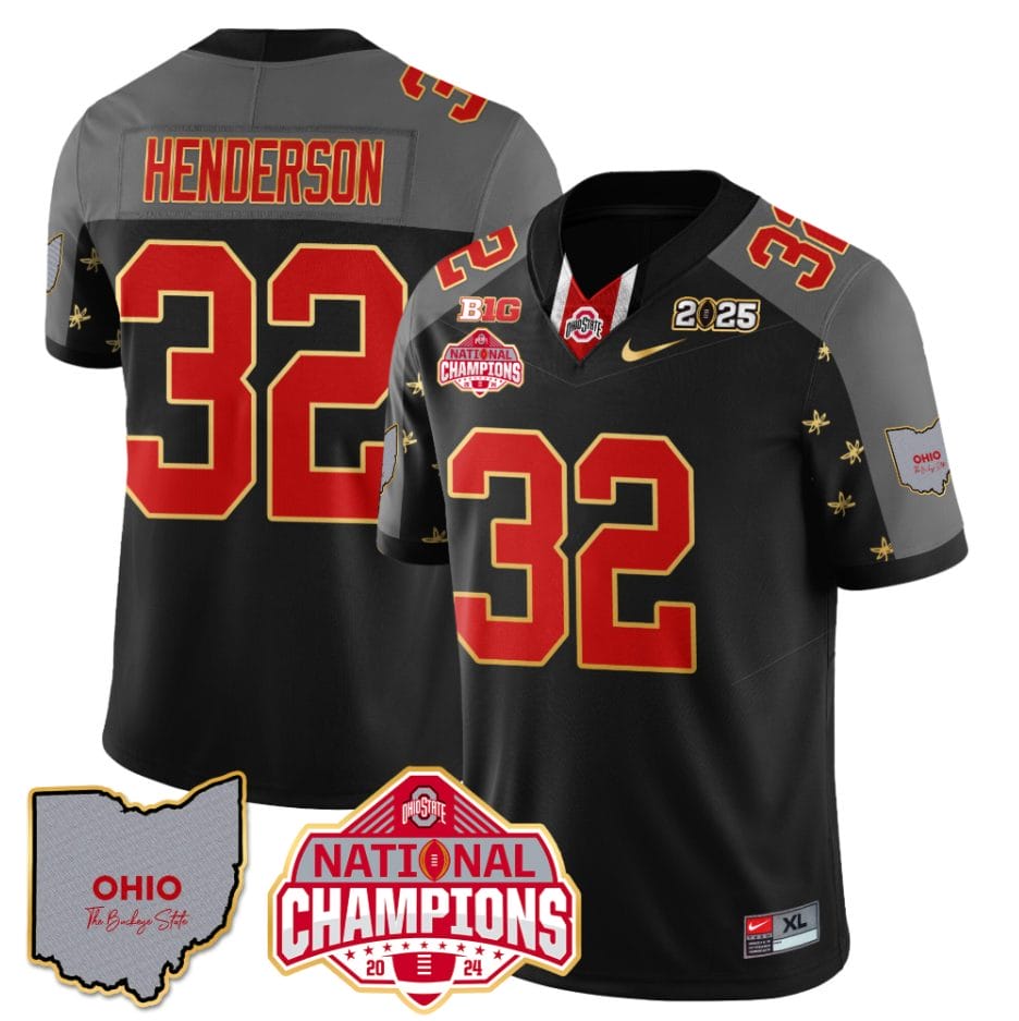 Alternative view of Treveyon Henderson Jersey #32 Ohio National Champions 2025 Patch
