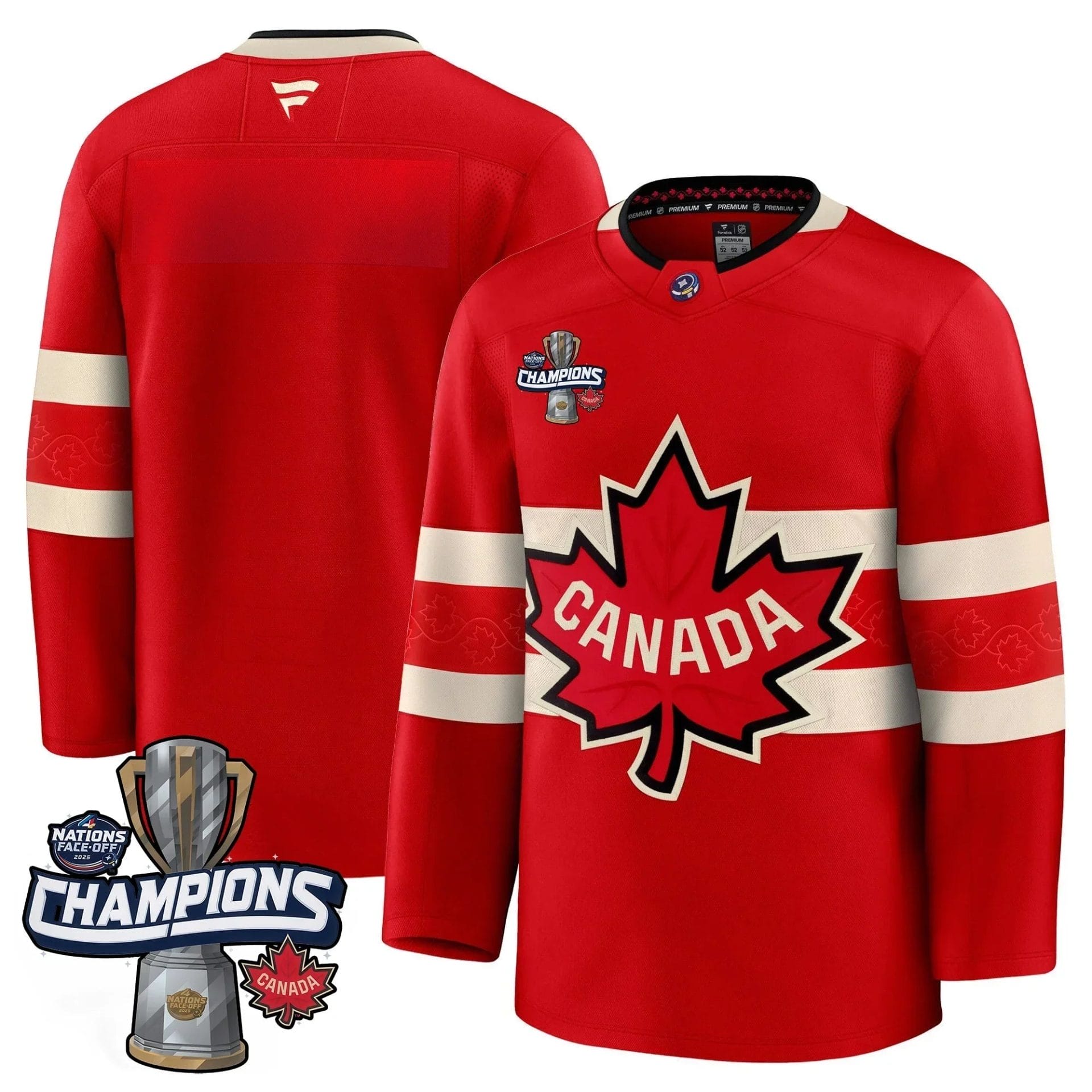 Alternative view of Men Canada 2025 4 Nations Face-Off Champions Jersey - All Stitched