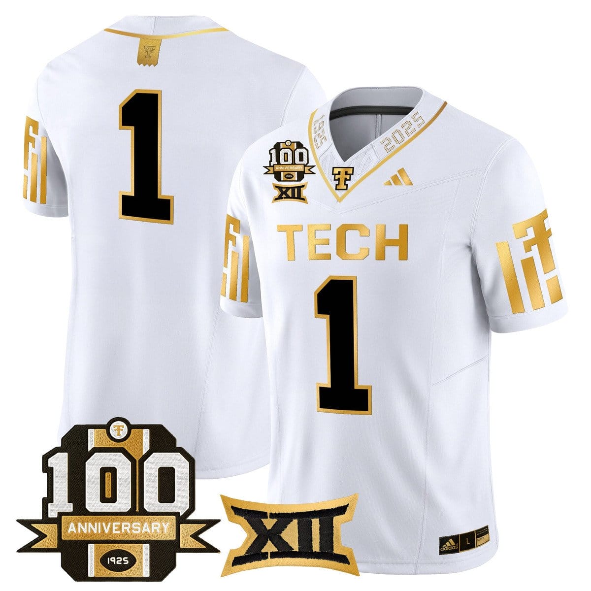 Team Jersey #1 Texas Tech 2025 100th Anniversary Patch Stitched Alternate - Image 4