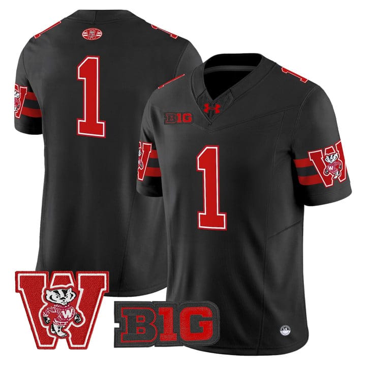 Team Jersey #1 Wisconsin Badgers Throwback Stitched