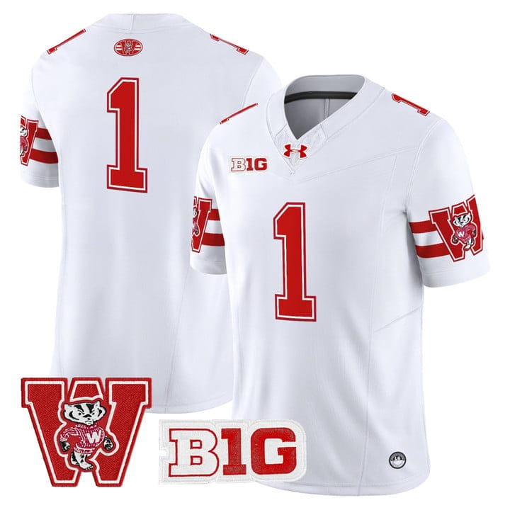 Alternative view of Team Jersey #1 Wisconsin Badgers Throwback Stitched