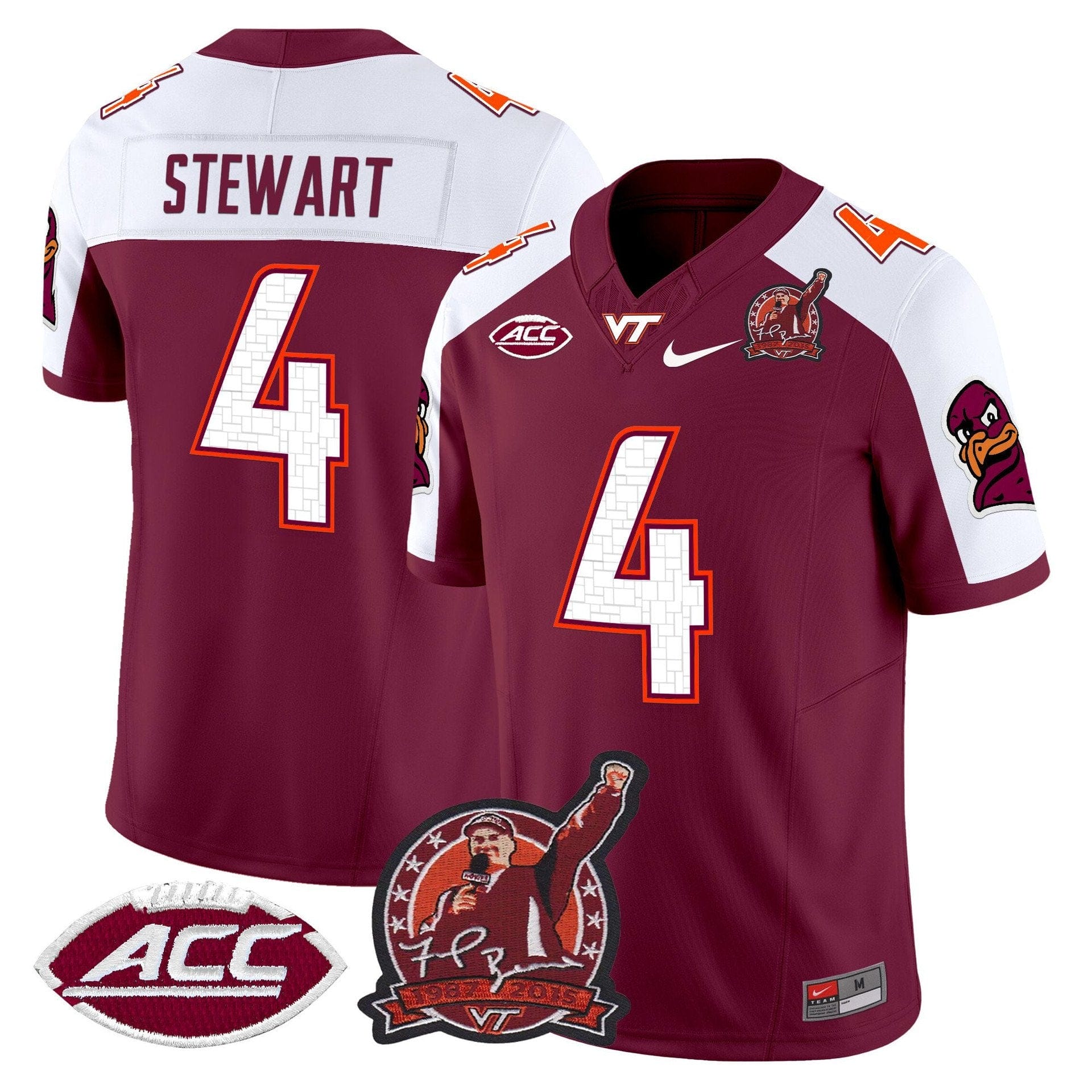 Alternative view of Terion Stewart Jersey #4 Virginia Tech Hokies Coach Frank Beamer 2025