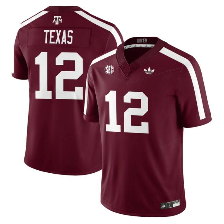 Alternative view of Texas Jersey #12 Texas A&M Aggies 1975 Throwback Stitched