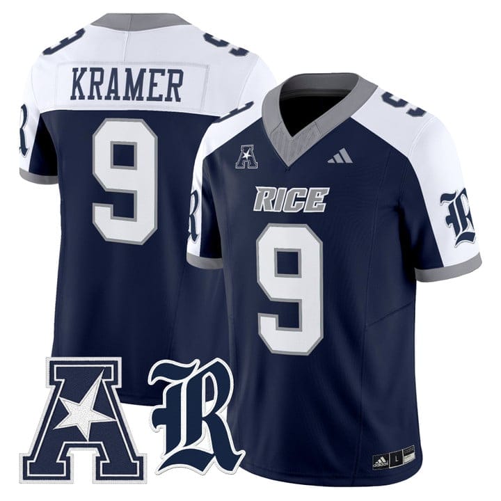 Tommy Kramer Jersey #9 Rice Owls 2025 Vapor Limited Stitched - Image 4