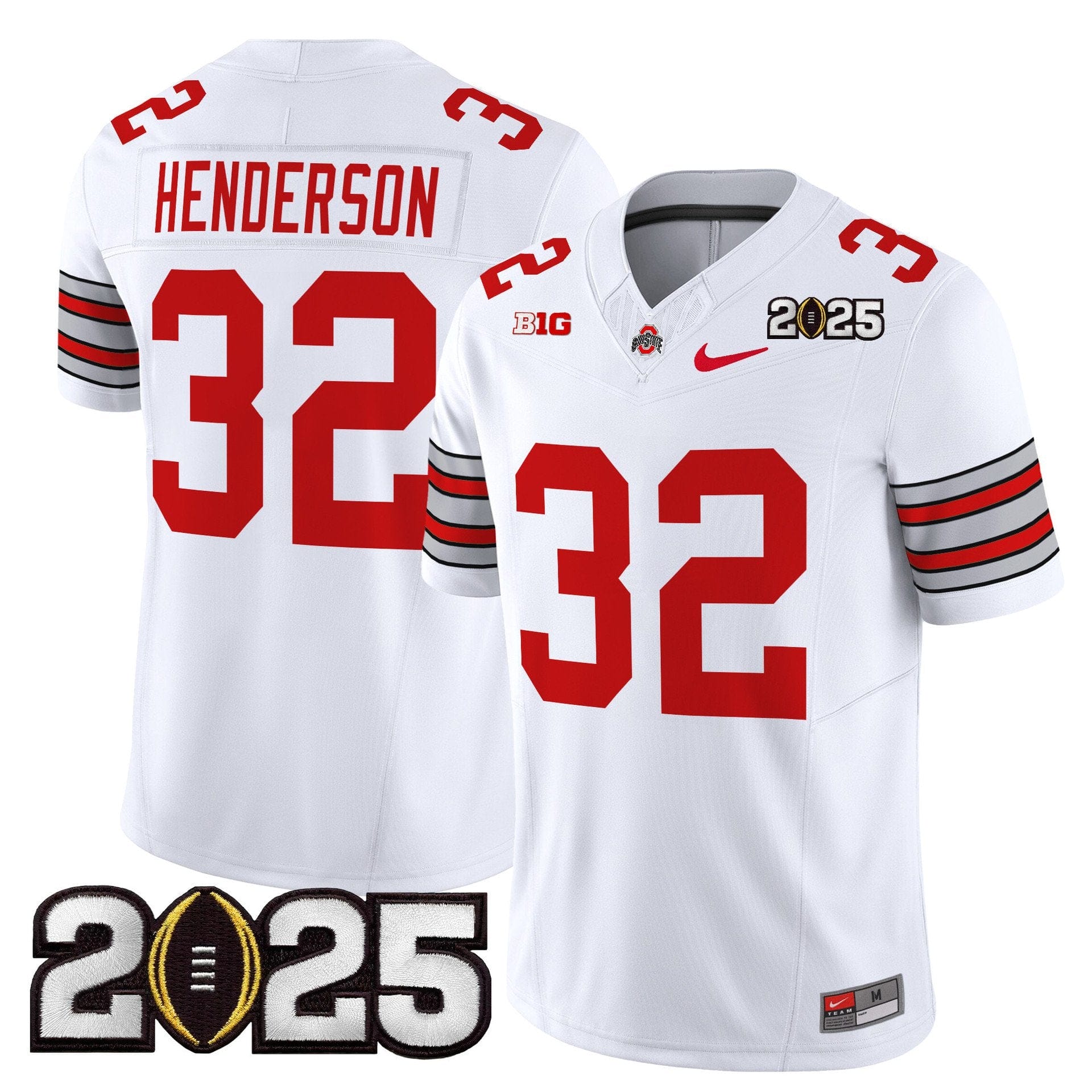 Alternative view of Treveyon Henderson Jersey #32 Ohio State Heritage Stripe 2025 CFP Final