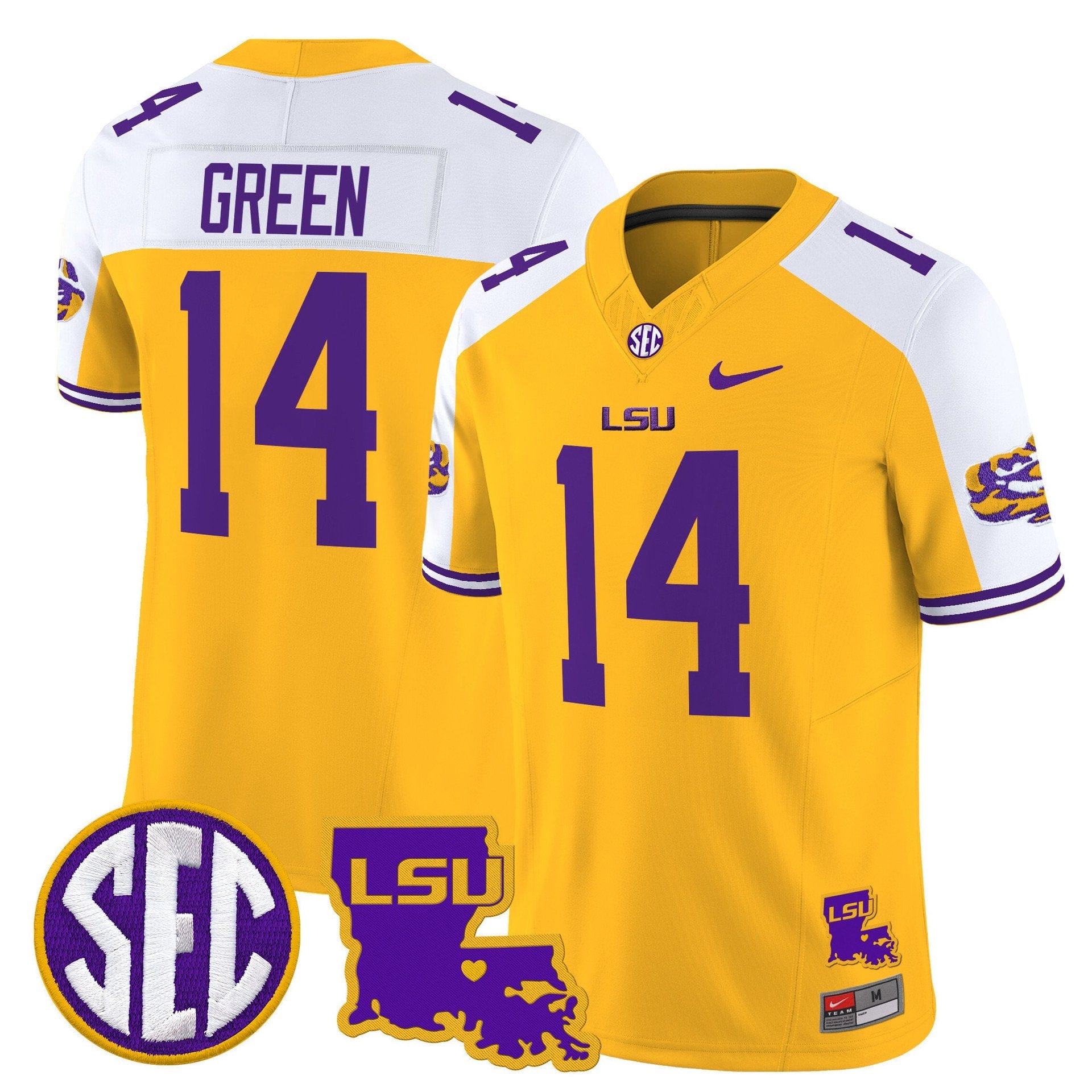 Trey'Dez Green Jersey #14 LSU Tigers 2025 Louisiana Patch Stitched - Image 3