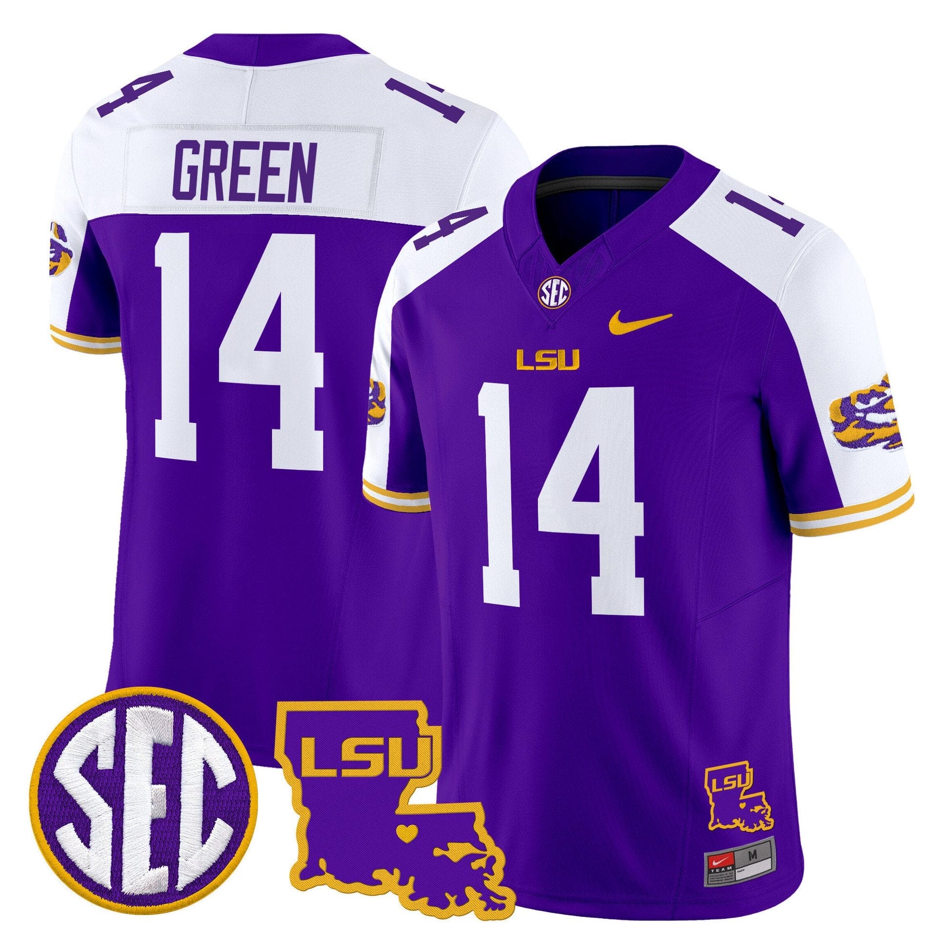 Trey'Dez Green Jersey #14 LSU Tigers 2025 Louisiana Patch Stitched - Image 4