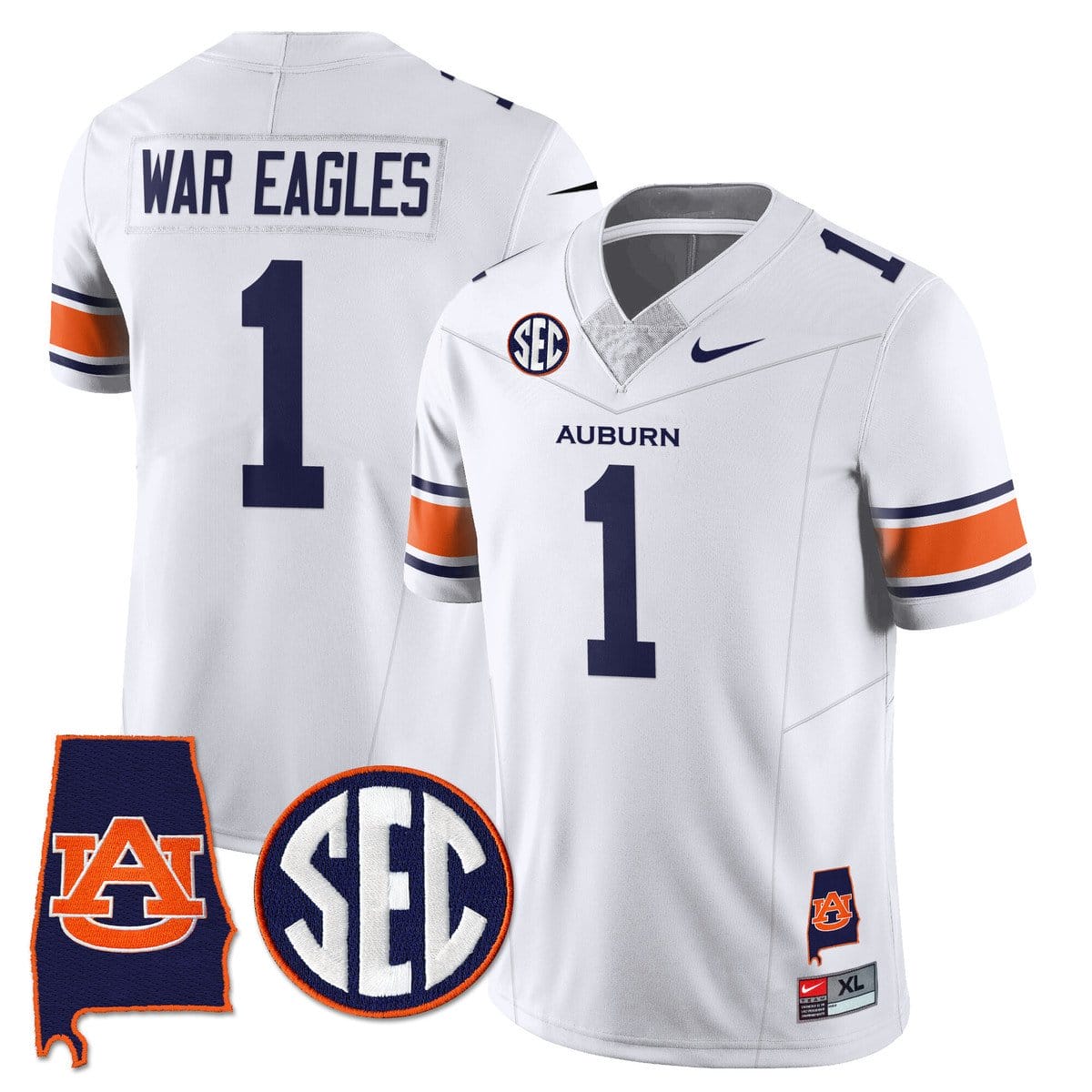 Alternative view of War Eagles Jersey #1 Auburn Tigers Alabama Patch Vapor Stitched