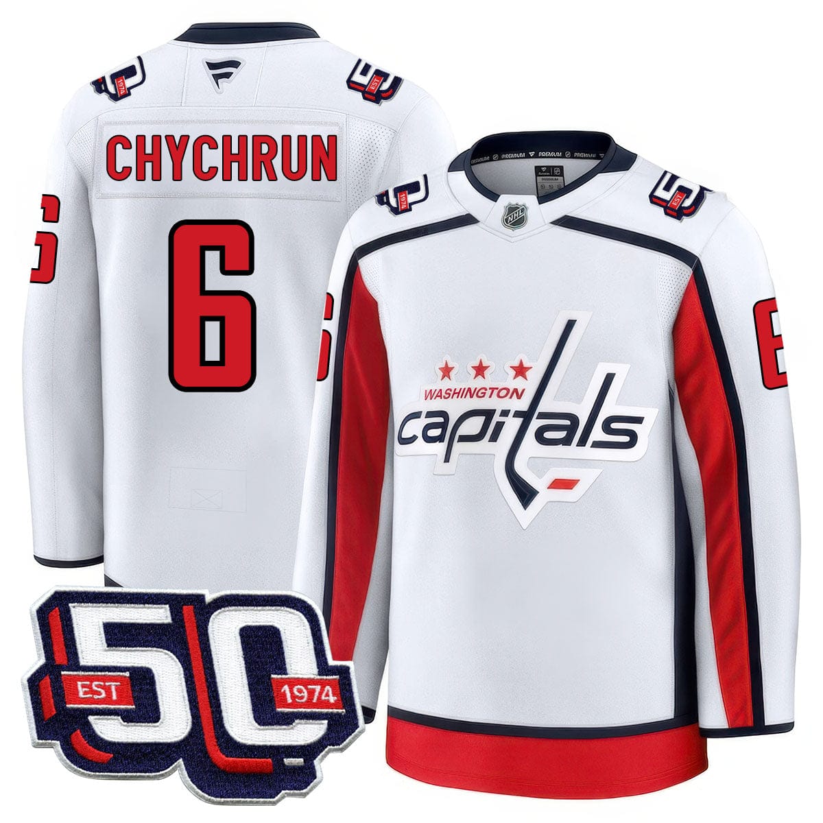 Men Washington Capitals 50th Anniversary Premium Jersey - All Stitched - Image 5