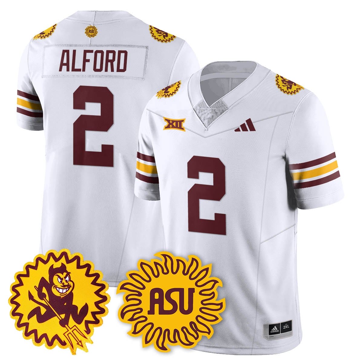 Alternative view of Xavion Alford Jersey #2 Arizona State Sun Devils 1975 Throwback Stitched