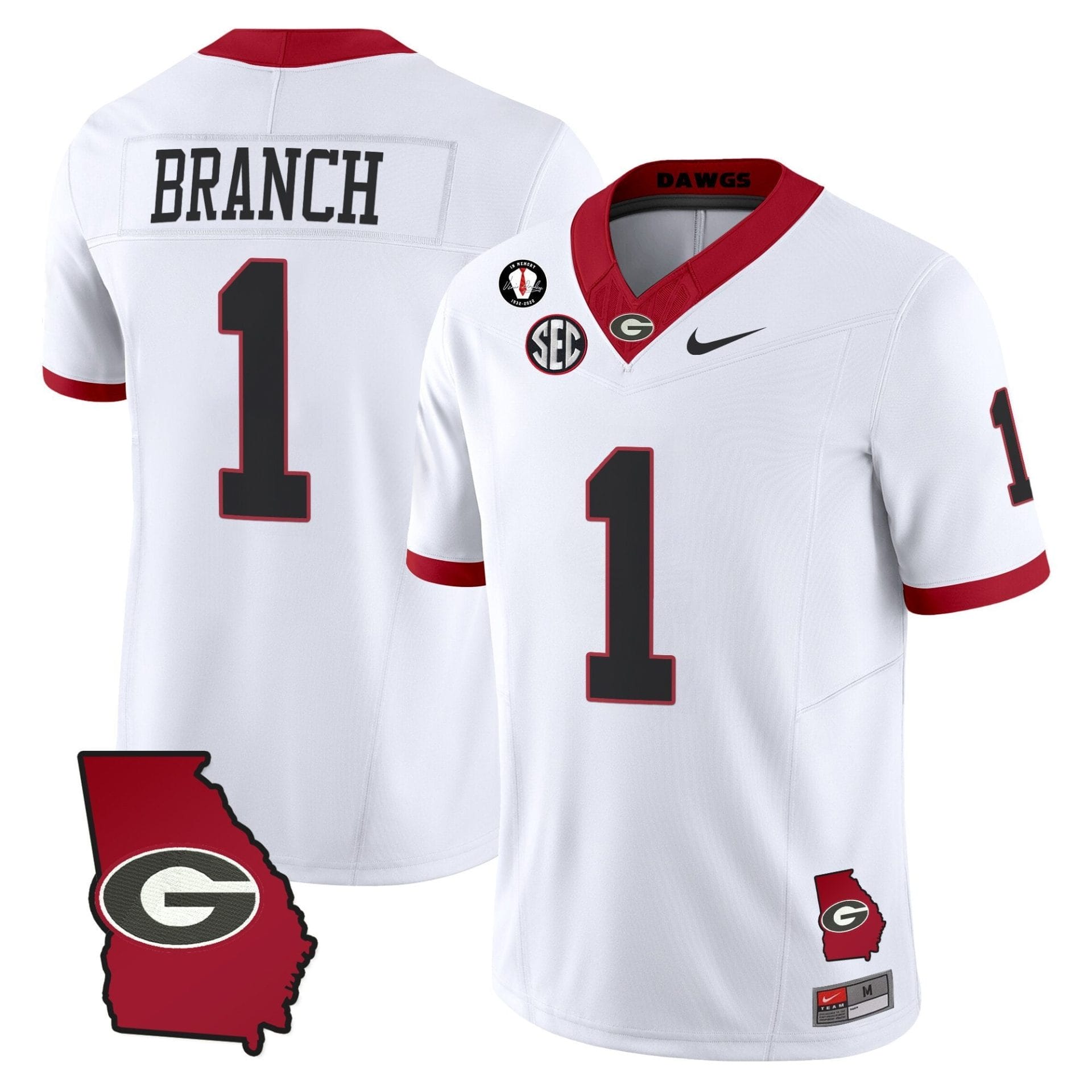 Zachariah Branch Jersey #1 Georgia Bulldogs 2025 Georgia Map, Vince Dooley Stitched - Image 5