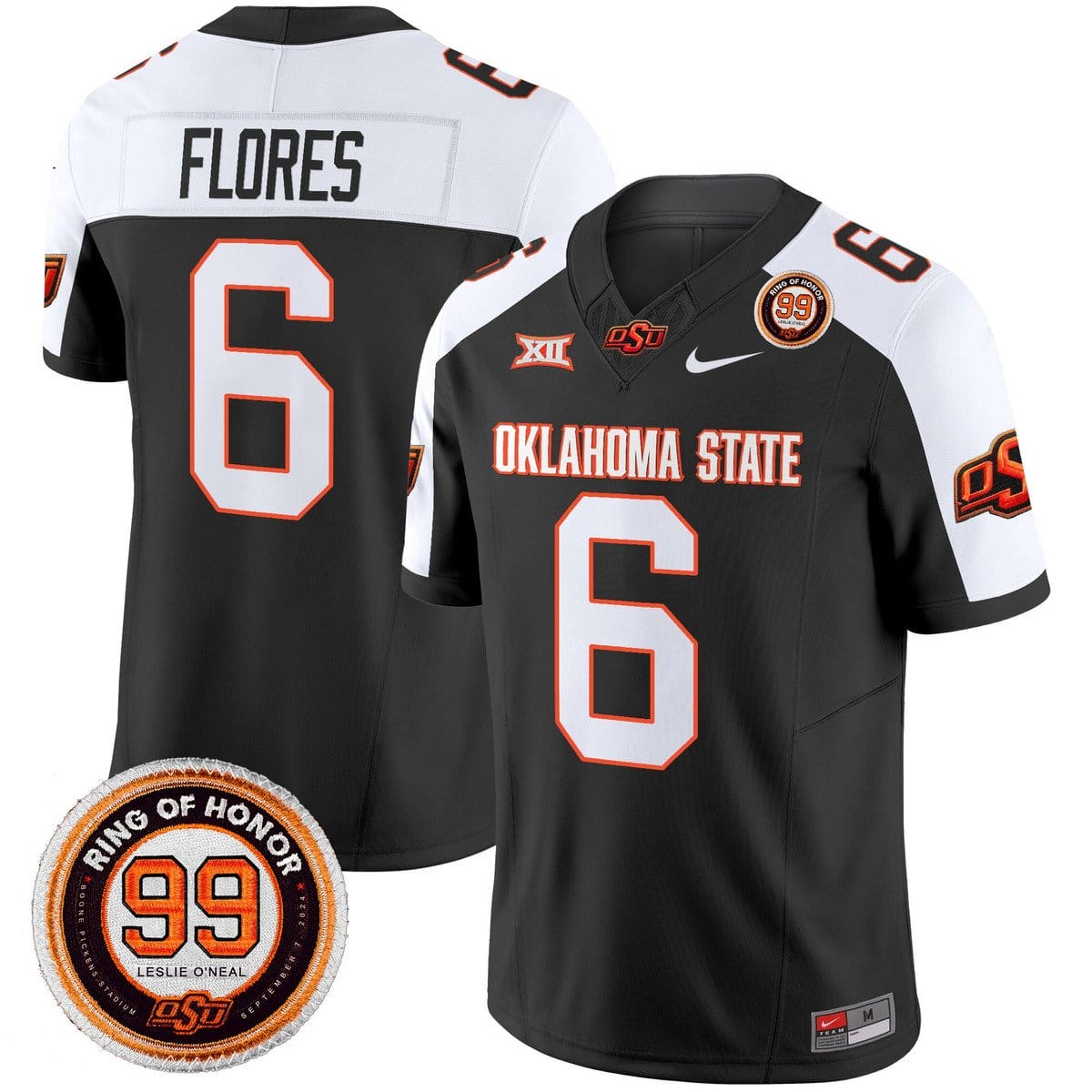 Zane Flores Jersey #6 Oklahoma State Cowboys 2025 Leslie O'neal Patch - Image 3