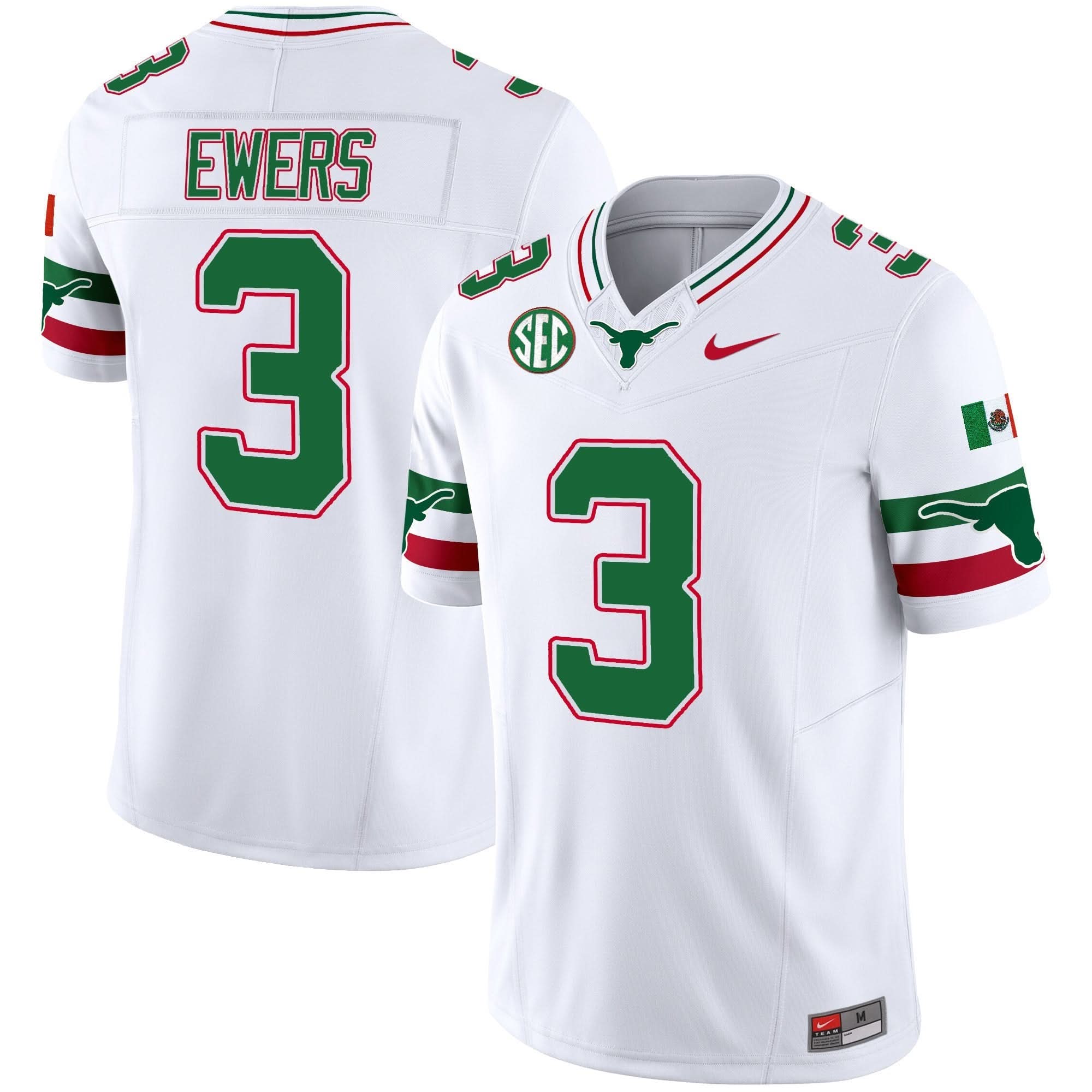 Texas Longhorns Mexico SEC Patch Vapor Jersey - All Stitched - Image 12