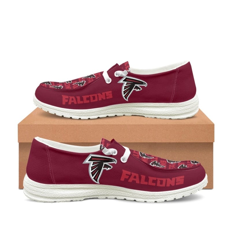 Atlanta Falcons Red Team Name Logo Canvas Sneaker Shoes For Men Women Fans