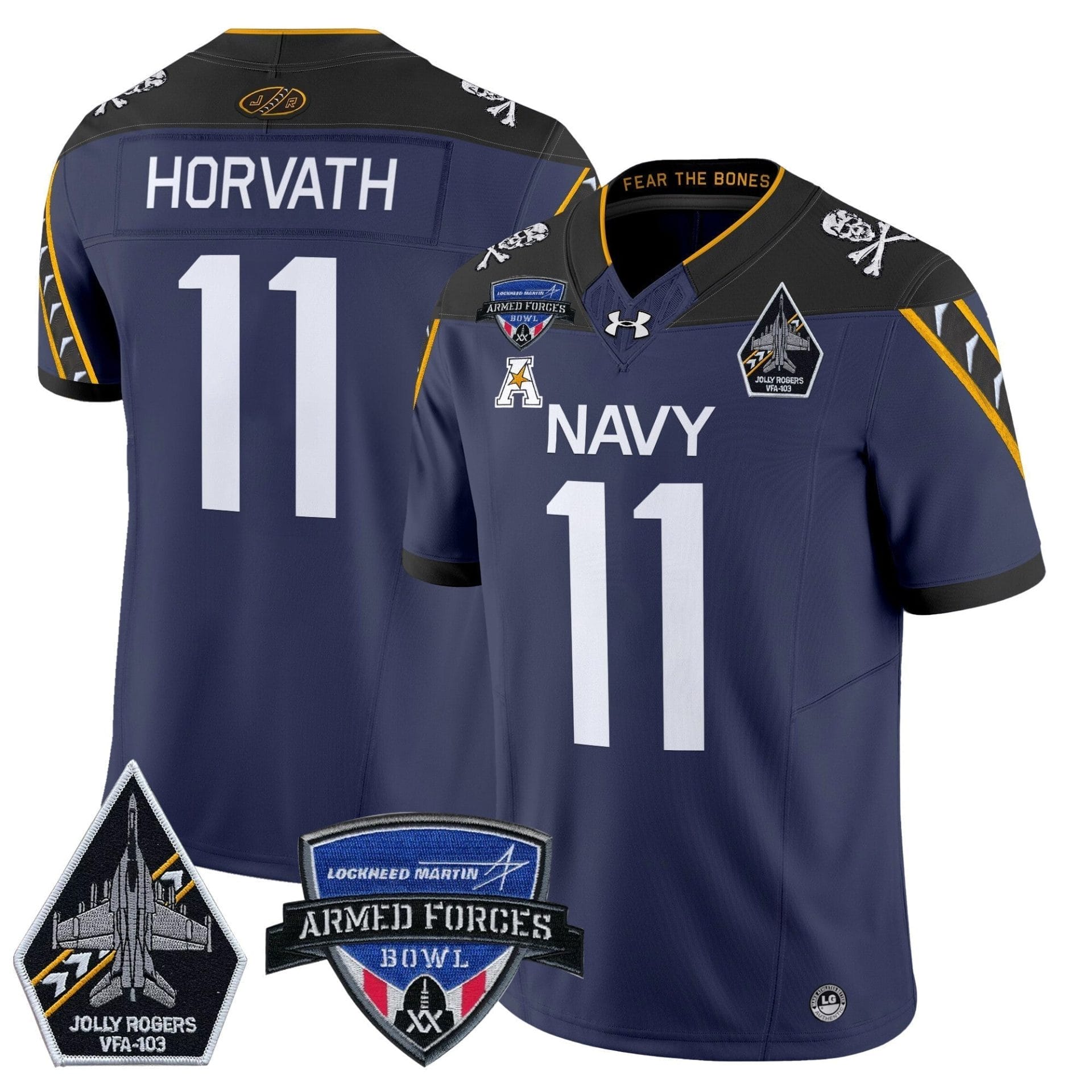Navy Midshipmen 2025 Armed Forces Bowl Patch Vapor Limited Jersey - All Stitched - Image 6